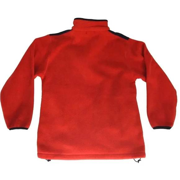 Vintage Polo Ralph Lauren Fleece Sweater Jacket Size Medium Red Navy 1/4 Zip - Picture 2 of 10